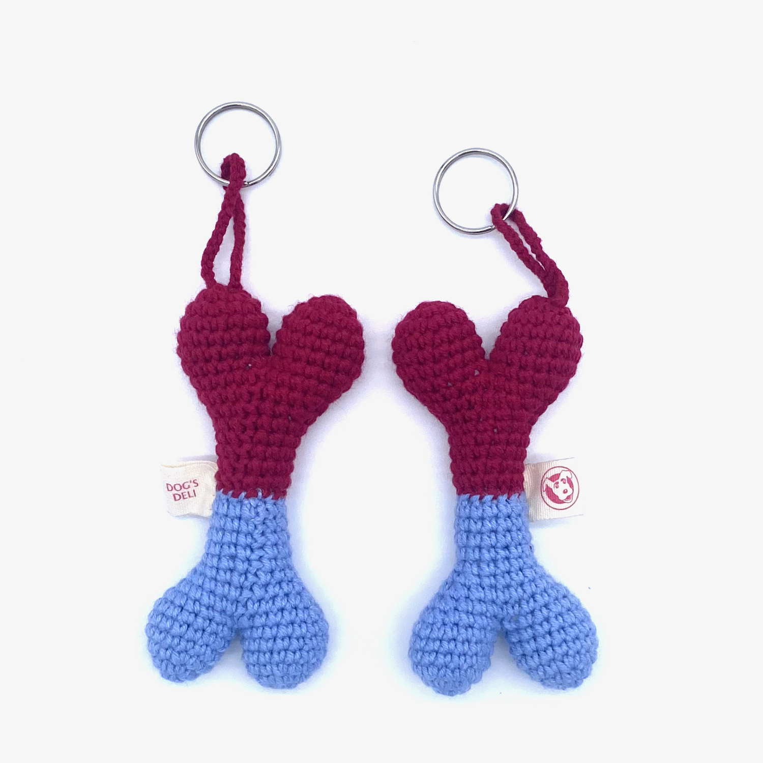 Schlüsselanhänger Knochen Aqua-Rot