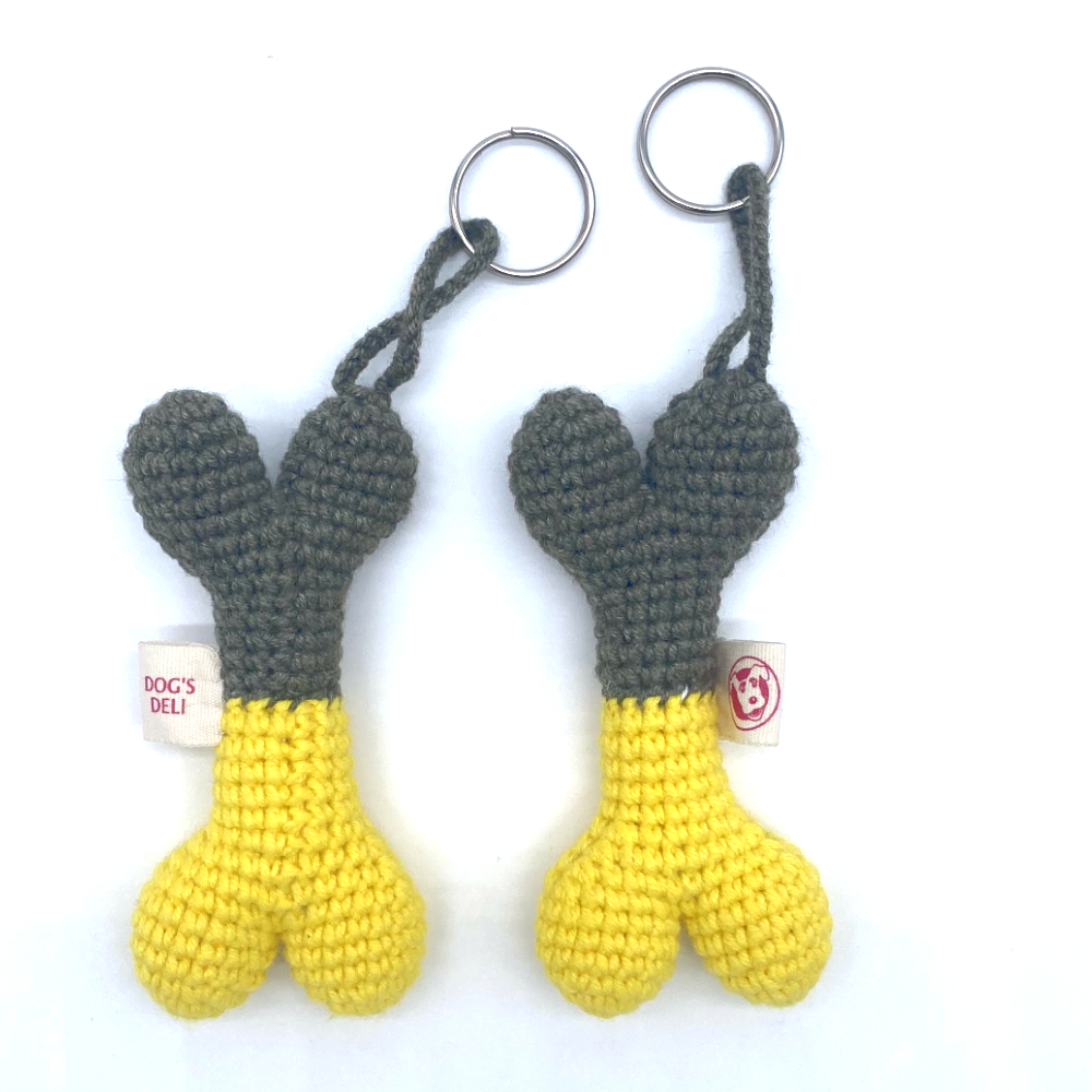 Schlüsselanhänger Knochen Yellow-Olive